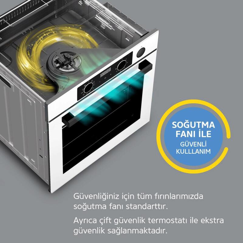 Simfer 8209 9 Fonksiyon QS Beyaz Cam Ankastre Fırın Power Turbo Dijital - 4