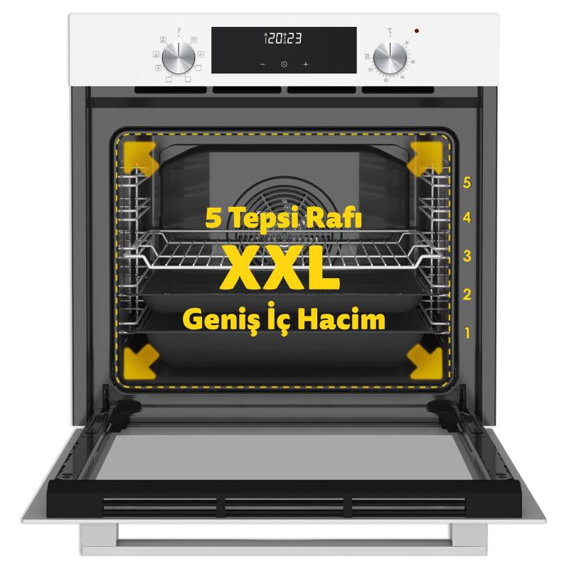 Simfer 8209 9 Fonksiyon QS Beyaz Cam Ankastre Fırın Power Turbo Dijital - 2