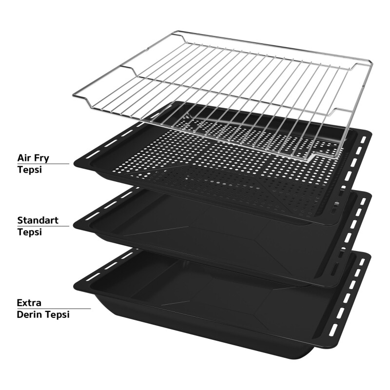 Simfer 8210 Air Fry Plus Ankastre Fırın 10 Fonksiyon Dijital Saat, Grill, Teleskobik Ray, Inox/Gri - 5