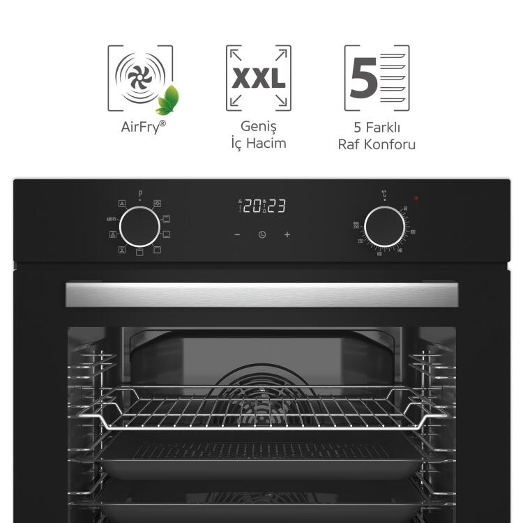 Simfer 8215 10 Fonksiyon Airfry Plus Siyah Cam Ankastre Fırın Dijital - 2