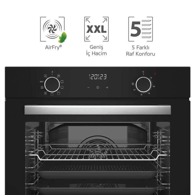 Simfer 8215 10 Fonksiyon Airfry Plus Siyah Cam Ankastre Fırın Dijital - 2