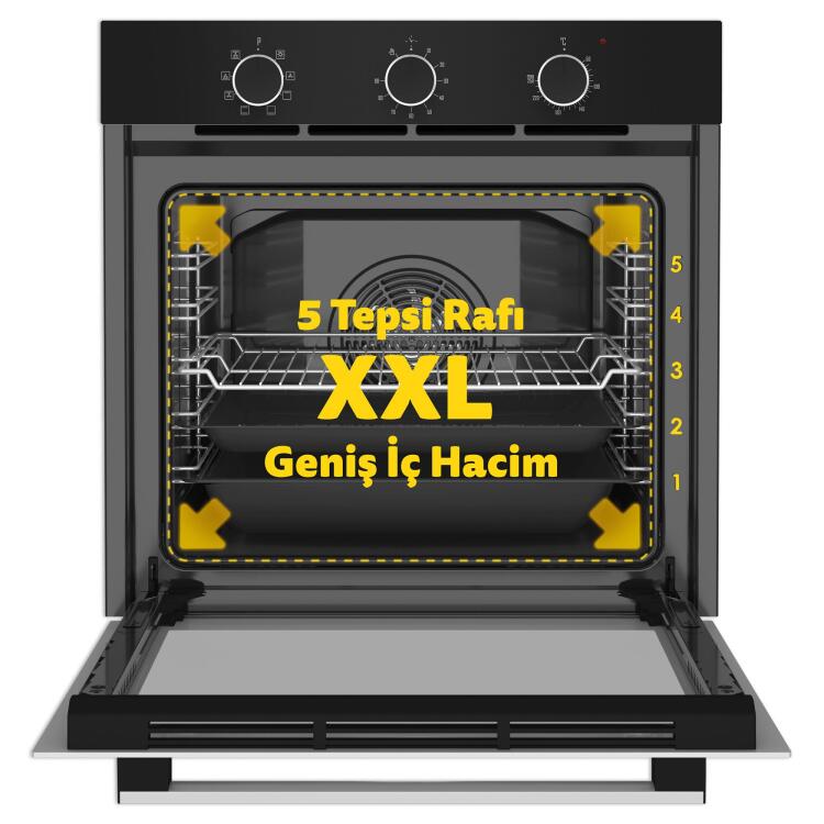 Simfer 8220 9 Fonksiyon QS Siyah Cam Ankastre Fırın Power Turbo Pop-up - 2