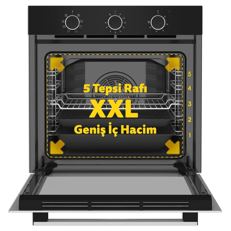Simfer 8220 9 Fonksiyon QS Siyah Cam Ankastre Fırın Power Turbo Pop-up - 2