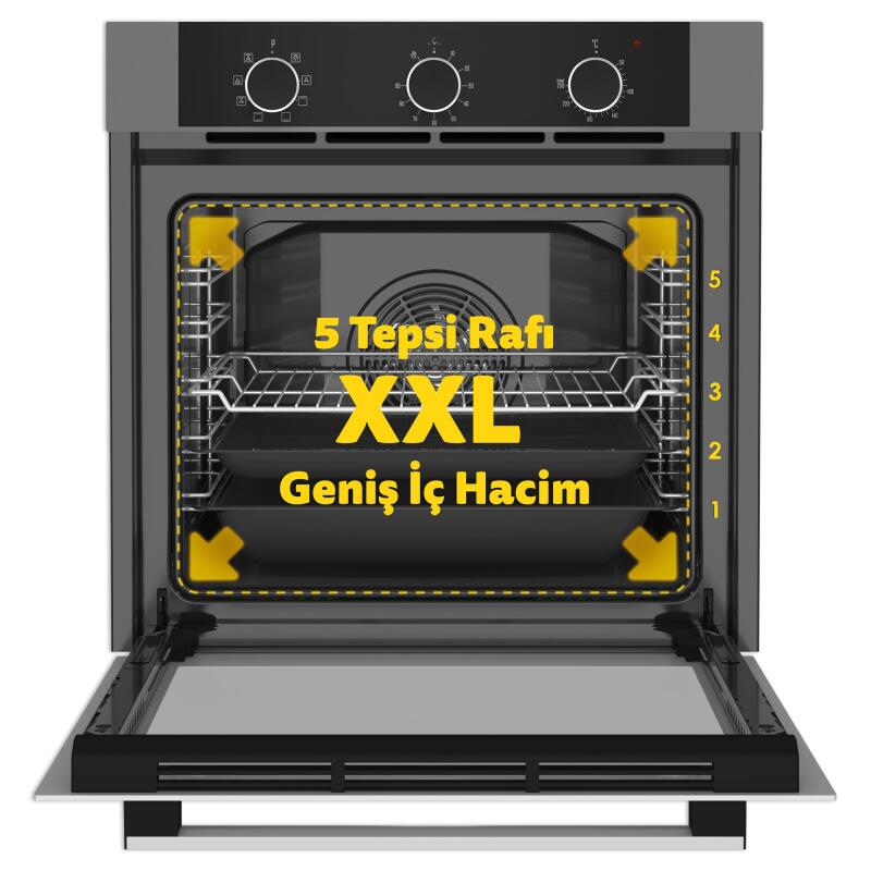 Simfer 8222 9 Fonksiyon QS Gri Cam Ankastre Fırın Power Turbo Pop-up - 4