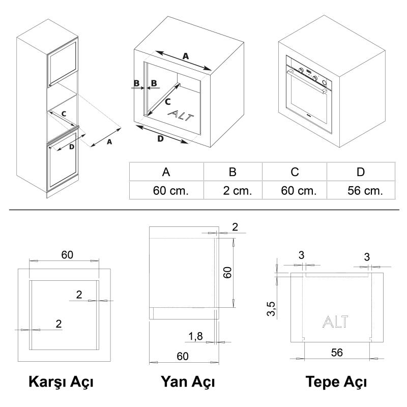 Simfer 8223 9 Fonksiyon QS Gri Cam Ankastre Fırın Power Turbo Dijital - 7
