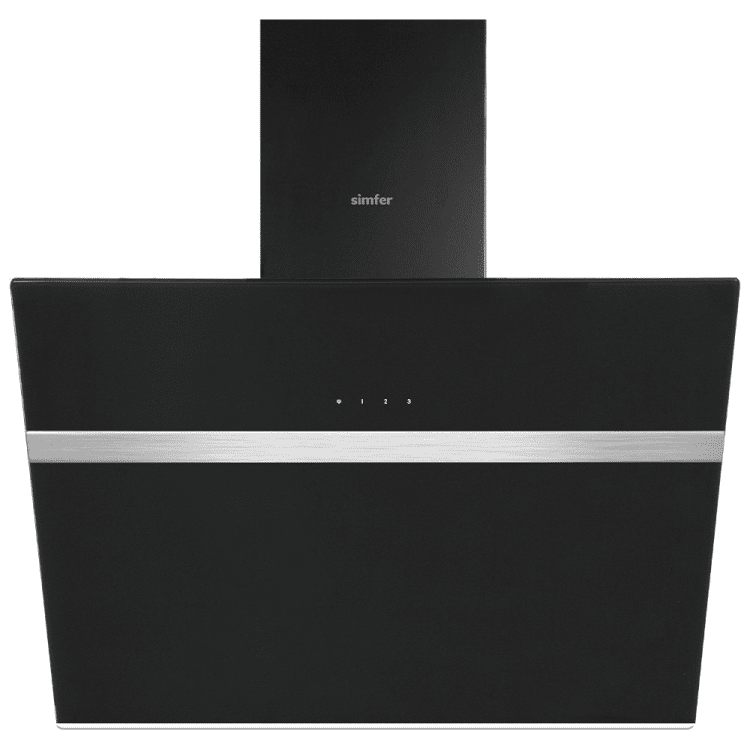 Simfer - Simfer 8611 Eğik Dokunmatik Cam Davlumbaz, Uzaktan Kumandalı, Duvar Tipi, 60 cm, Siyah