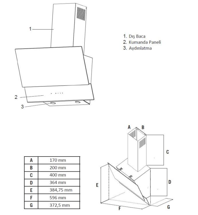 Simfer 8678 60CM Premium Dokunmatik Siyah Cam Davlumbaz Kumandalı - 2