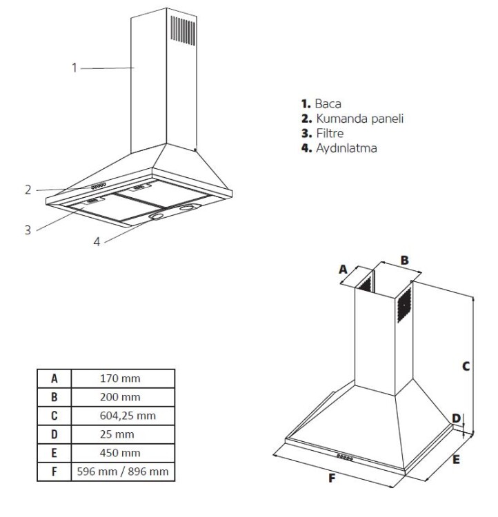 Simfer 8716 60Cm Piramit Retro Bej Davlumbaz (Push Buton,Led - 2