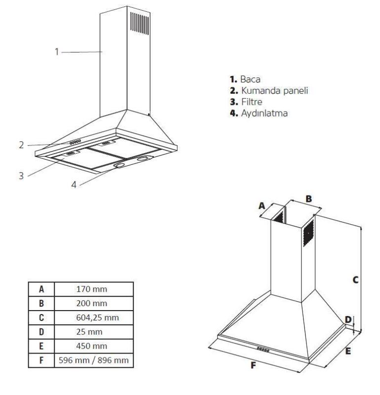 Simfer 8716 60CM Retro Bej Push Button Piramit Davlumbaz - 2