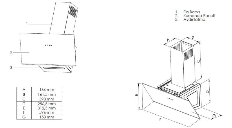 Simfer 8736 60CM Premium Dokunmatik Gri Cam Davlumbaz - 2