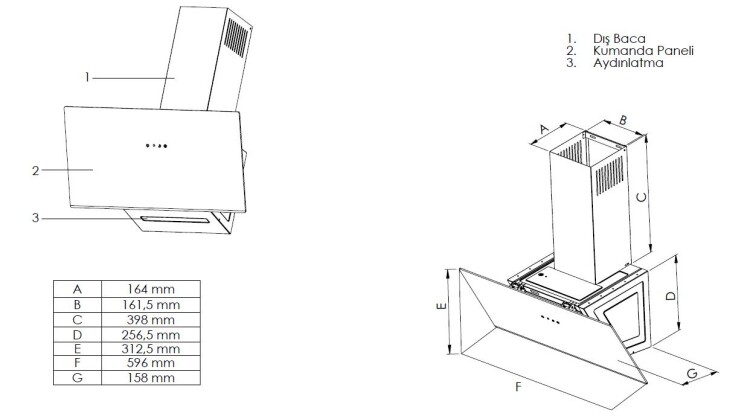 Simfer 8738 60Cm Premium Siyah 2 Cam, Inox Dekorlu Davlumbaz - 2