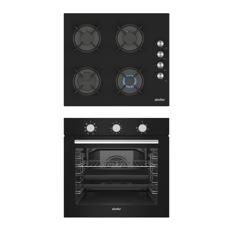 Simfer 9 Fonksiyon Mekanik Siyah Power Turbo 2'li Ankastre Set (8226 Fırın + 3046 Ocak) - Simfer