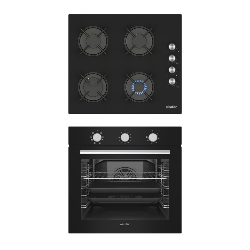 Simfer 9 Fonksiyon Mekanik Siyah Power Turbo 2'li Ankastre Set (8226 Fırın + 3046 Ocak) - 1