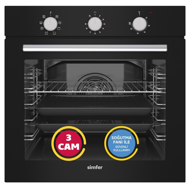 Simfer 9 Fonksiyon Mekanik Siyah Power Turbo 2'li Ankastre Set (8226 Fırın + 3046 Ocak) - 2