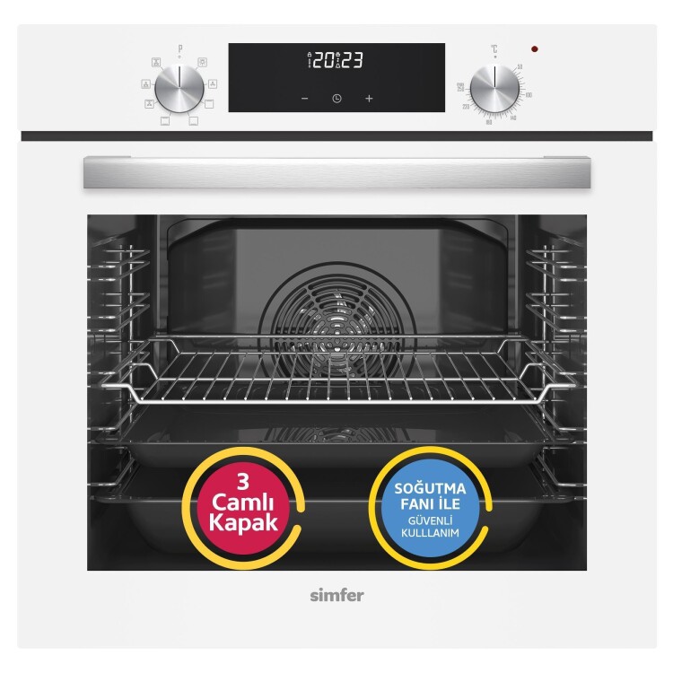 Simfer 9 Fonksiyon QS Beyaz Dijital Power Turbo Elektrikli 2'li Ankastre Set (Fırın + Elektrikli Ocak) - 2