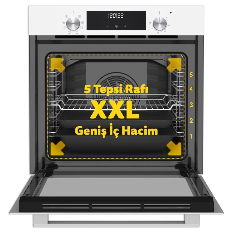 Simfer 9 Fonksiyon QS Beyaz Dijital Power Turbo Elektrikli 2'li Ankastre Set (Fırın + Elektrikli Ocak) - 6