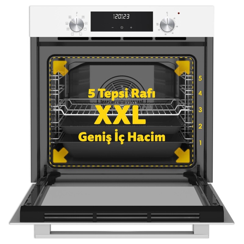 Simfer 9 Fonksiyon QS Beyaz Dijital Power Turbo Elektrikli 2'li Ankastre Set (Fırın + Elektrikli Ocak) - 6