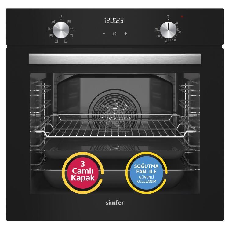 Simfer 9 Fonksiyon QS Dijital Siyah 3'lü Ankastre Set(8208 Fırın + 3500 Ocak + 8611 Davlumbaz)) - 2
