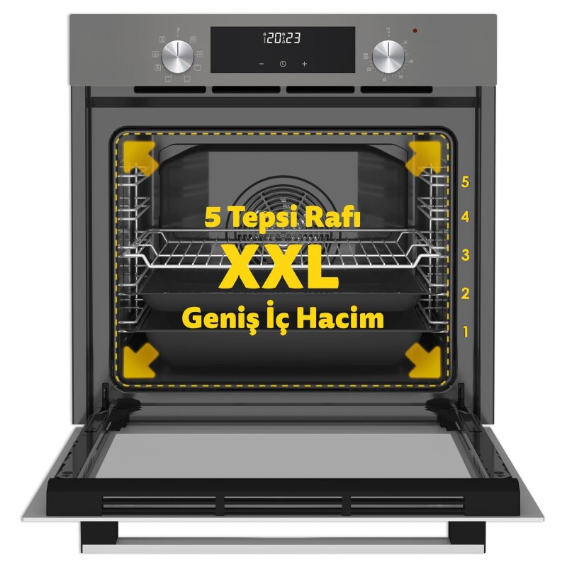 Simfer 9 Fonksiyon QS Gri Dijital Power Turbo Elektrikli 2'li Ankastre Set (Fırın + Elektirikli Ocak) - 7