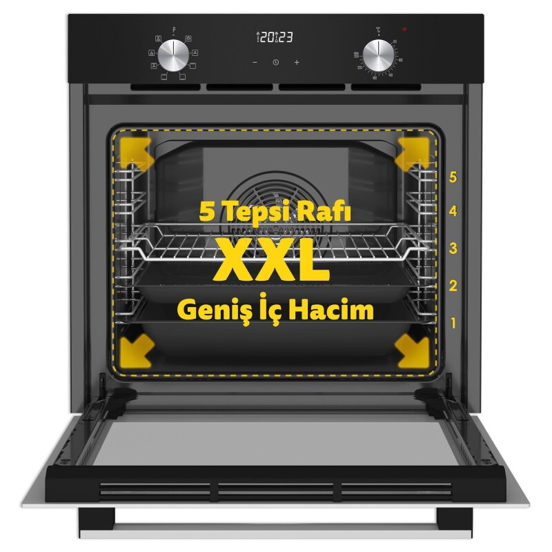 Simfer 9 Fonksiyon QS Siyah Dijital Power Turbo Elektrikli 2'li Ankastre Set (Fırın + Elektrikli Ocak) - 6