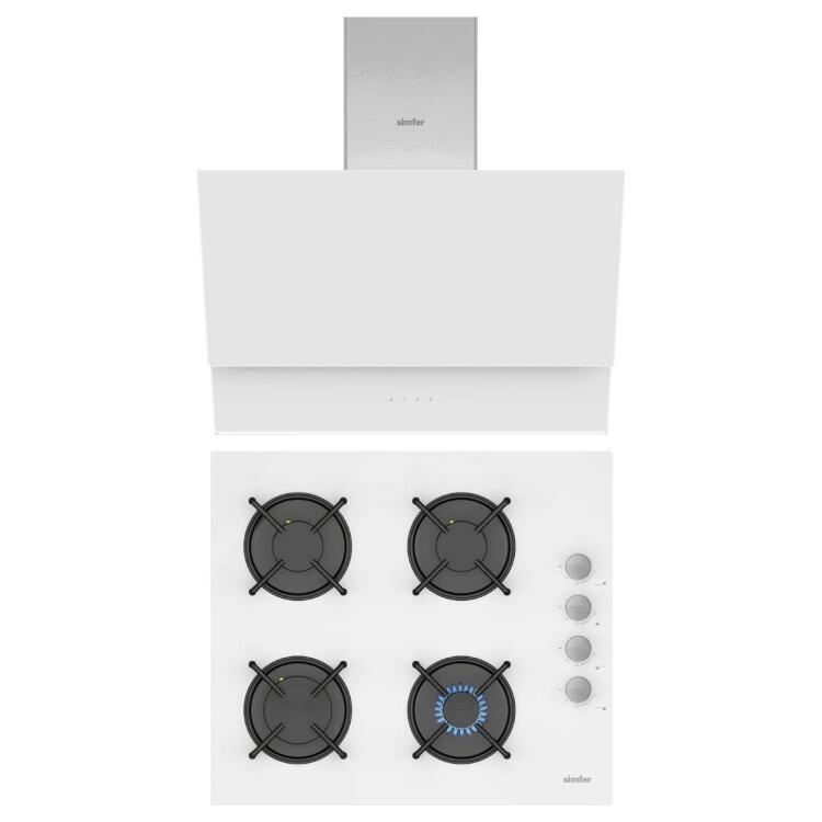 Simfer Beyaz İkili Ankastre Set (3507 Ankastre Ocak + 8704 Ankastre Davlumbaz) - Simfer