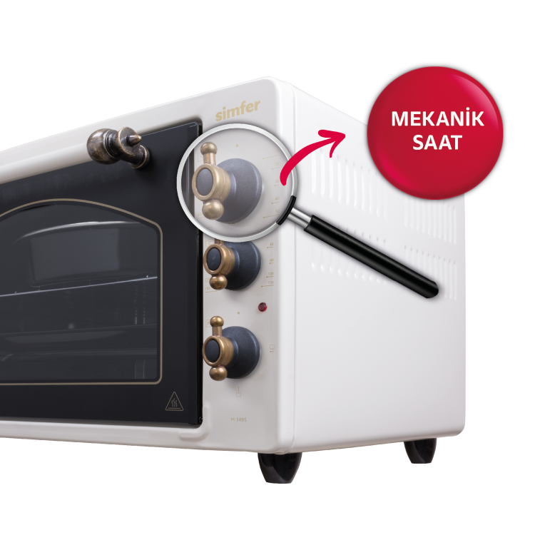 Simfer M-3495 34Litre Bej Retro Mini Fırın 4 Fonksiyon - 5