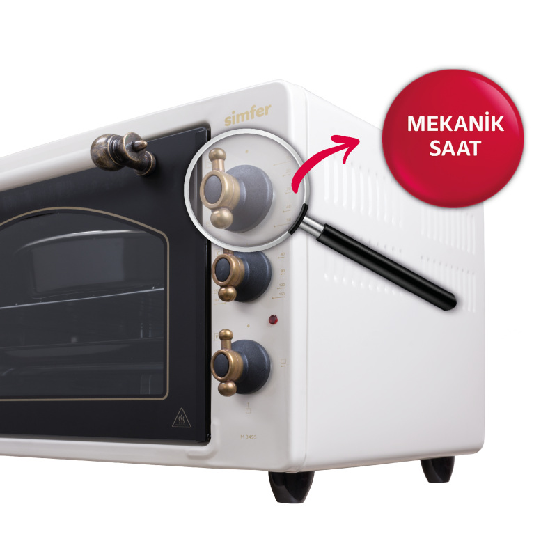 Simfer 3495 34Litre Bej Retro Mini Fırın 4 Fonksiyon - 5