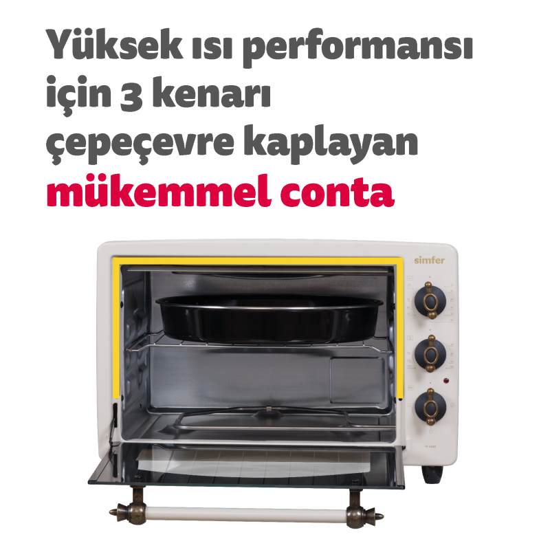 Simfer 3495 34Litre Bej Retro Mini Fırın 4 Fonksiyon - 6
