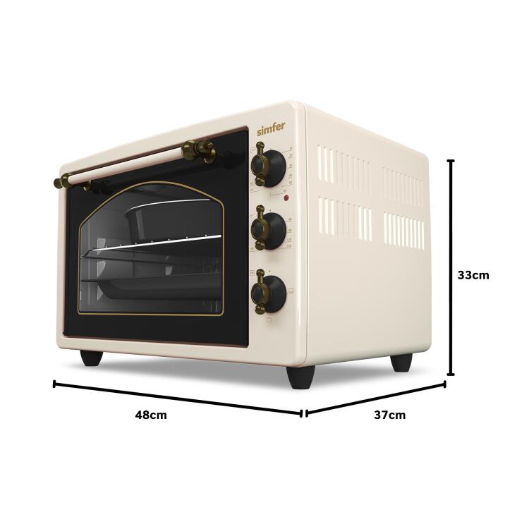 Simfer 3495 Retro Bej 34 LT Statik Mini / Midi Fırın - 4 Fonksiyon, Programlanabilir Pişirme & Isı Kontrol - 4