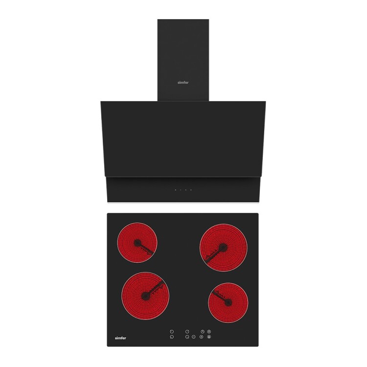 Simfer QS Siyah Elektrikli 2'li Ankastre Set (Elektrikli Ocak + Davlumbaz) - 1
