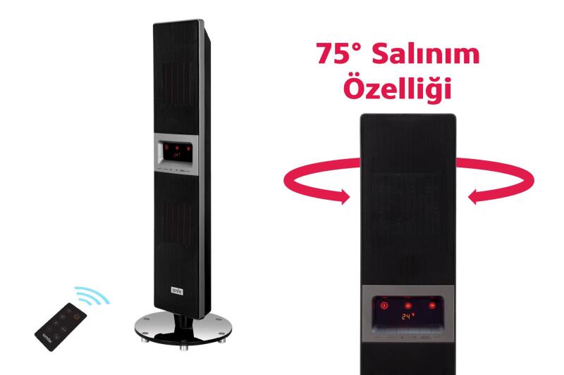 Simfer Single X Karbon Serisi IP65 Suya-Toza Dayanıklı Siyah Uzaktan Kumandalı İç/Dış Mekan Isıtıcı - 2
