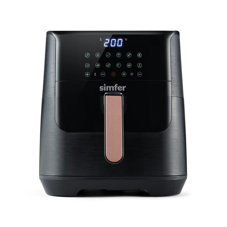 Simfer SK-6704 Air Fry Smart Dijital, 8 Litre Kapasite, Çıkarılabilir ve Yıkanabilir Hazne, Dokunmatik, Sesli ve Işıklı Uyarı, Siyah - 1
