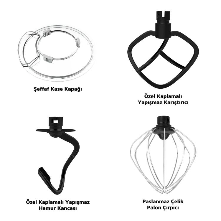 Simfer 5203 Şefim Stand Mikser 1400W 5.5Litre Kırmızı - 6