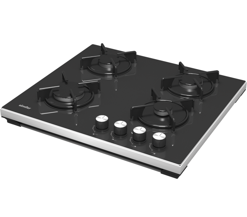 Simfer 3031-N Set Üstü Siyah Cam Ocak 4G Emaye Izgara - 1