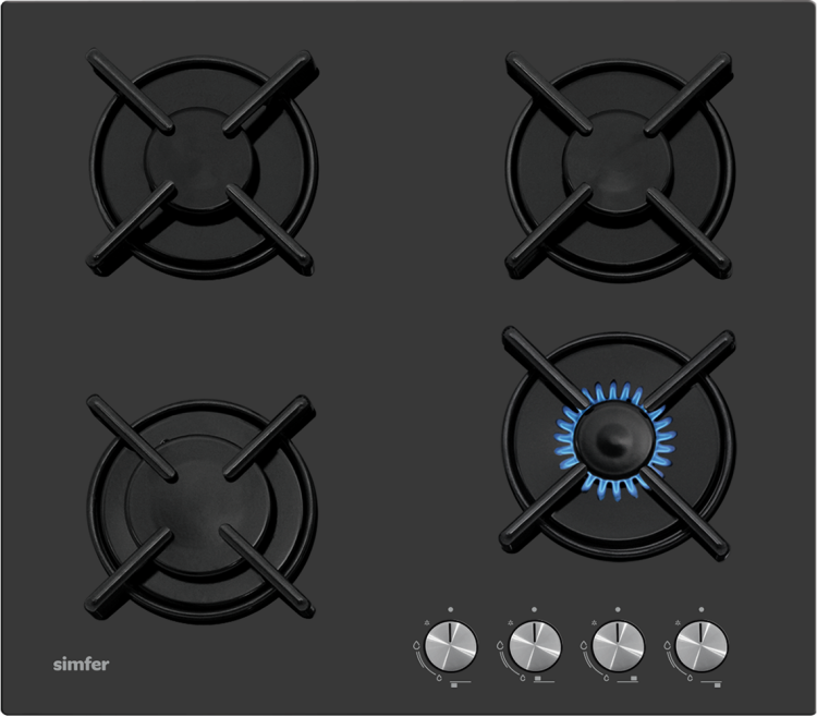 Simfer 3031-N Set Üstü Siyah Cam Ocak 4G Emaye Izgara - 2