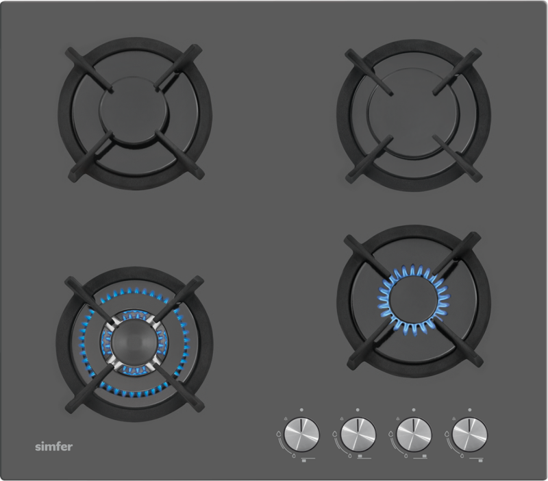 Simfer T3032 4 Gözü Gazlı Set Üstü Cam Ocak, LPG Dönüşümlü, 60 cm, Siyah - 2