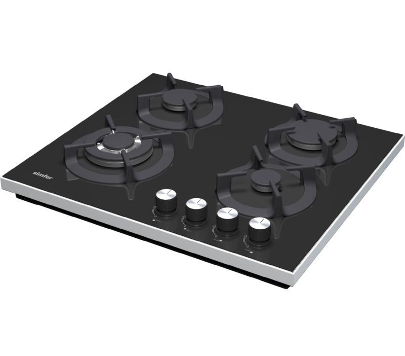 Simfer 3032-N Set Üstü Siyah Cam Ocak Emaye Izgara 3G+1Wok - 1