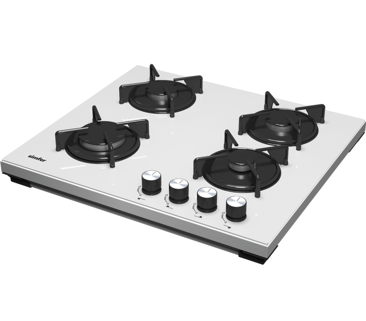 Simfer 3036-N Set Üstü Beyaz Cam Ocak Emaye Izgara 4G - 4