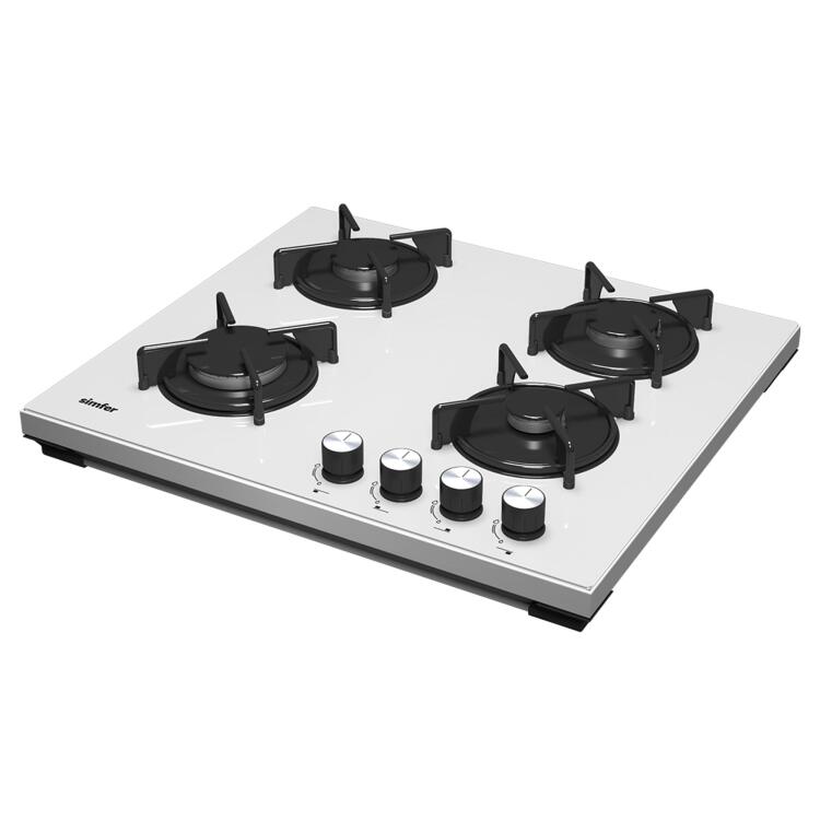 Simfer 3036-N Set Üstü Beyaz Cam Ocak Emaye Izgara 4G - 1