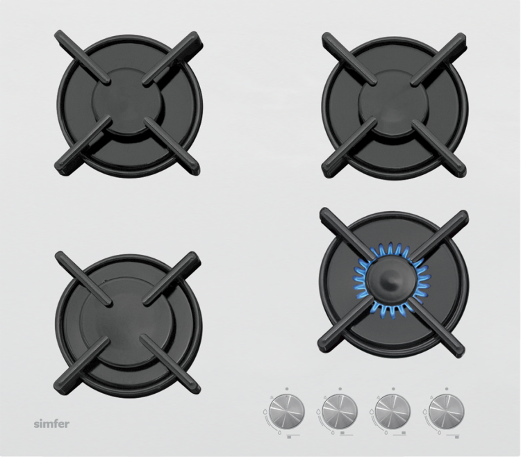 Simfer T3036N 4G Beyaz Set Üstü Emaye Izgara Cam Ocak - 2