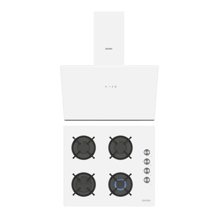 Simfer Trend Beyaz 2'li Cam Ankastre Set (3048 Ocak + 8722 Davlumbaz) - 1