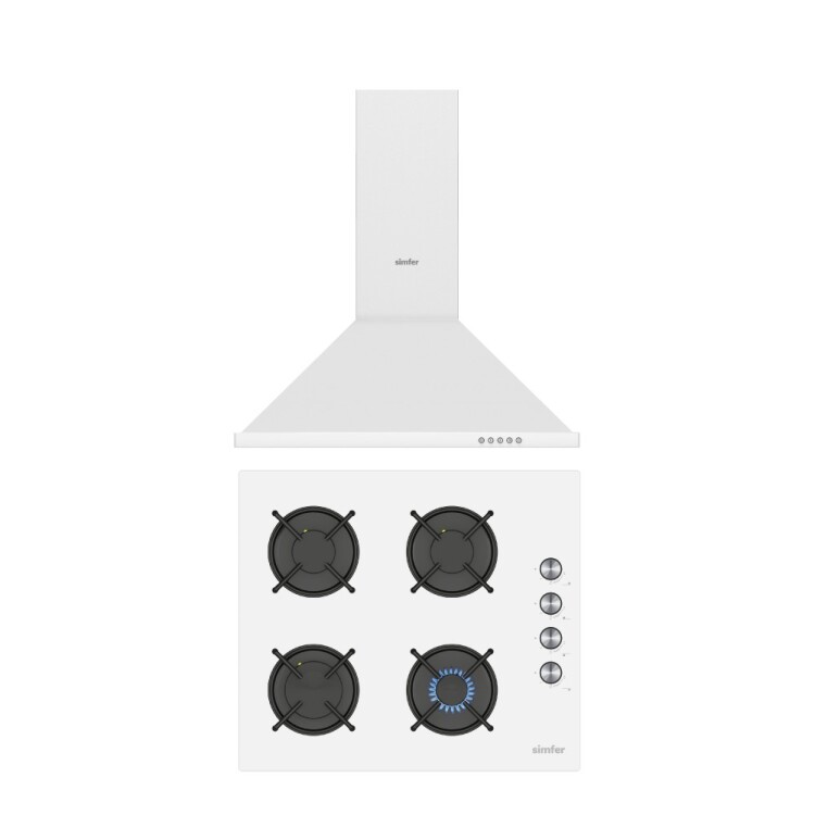 Simfer Trend Beyaz Cam 2'li Ankastre Set (3048 Ocak + 8714 Davlumbaz) - 1