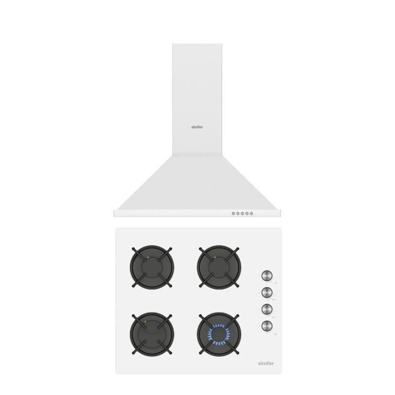 Simfer Trend Beyaz Cam 2'li Ankastre Set (3048 Ocak + 8714 Davlumbaz) - 1