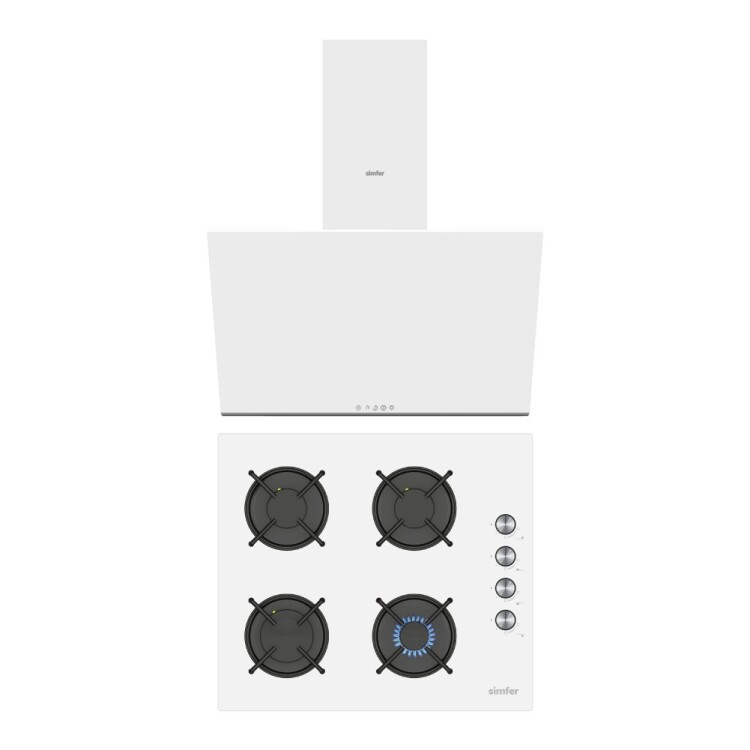 Simfer Trend Beyaz Cam 2'li Ankastre Set (3048 Ocak - 8728 Davlumbaz) - Simfer