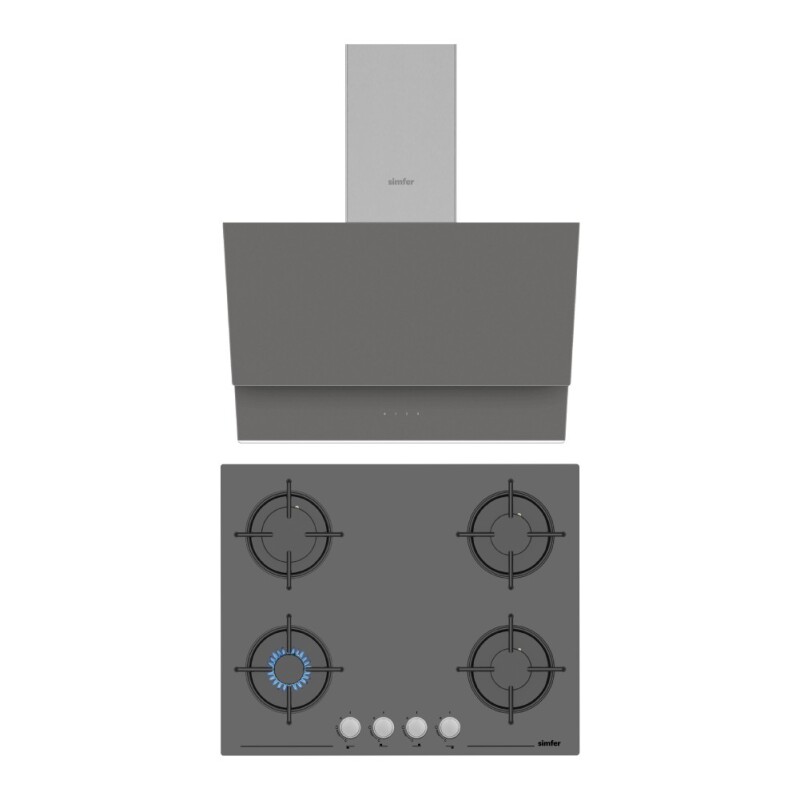 Simfer Trend Silver 2'li Cam Ankastre Set (3655 Ocak + 8705 Davlumbaz) - 1