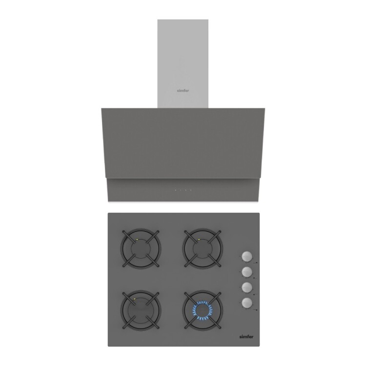 Simfer Trend Silver Cam 2'li Ankastre Set (3537 Ocak + 8705 Davlumbaz) - 1