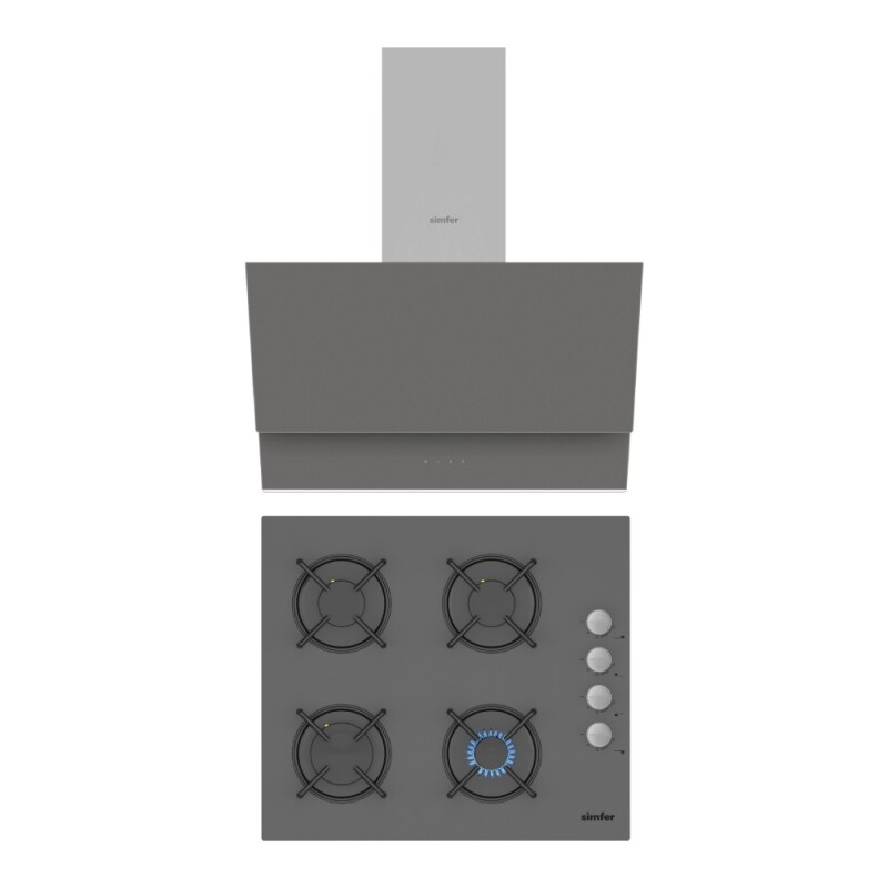 Simfer Trend Silver Cam 2'li Ankastre Set (3537 Ocak + 8705 Davlumbaz) - 1