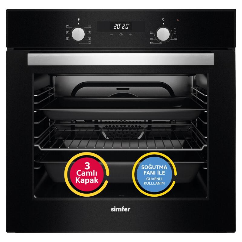 Simfer Turbo Siyah Ankastre Set (7327 Fırın + 3500 Ocak + 8678 Davlumbaz) - 2